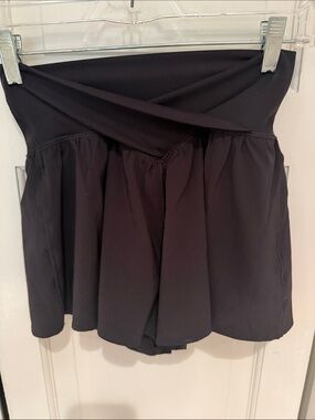 aerie Black Mini Skirt with Fold-Over Waist